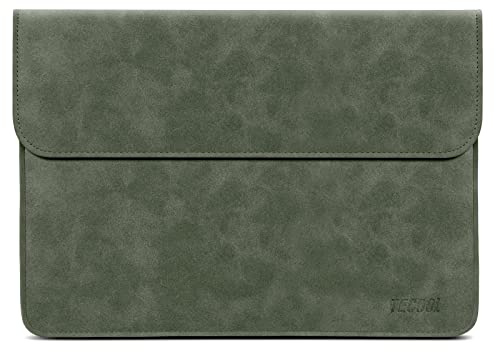 TECOOL 13-13,3 Tums Bärbar Datorhylsa ärmväska, Mocka Läderfodral Laptopfodral till MacBook Air 13 A1466 / A1369, Macbook Pro 13 A1502 / A1425, 13,5 Surface Laptop 2 3, 14 MateBook D - Grön