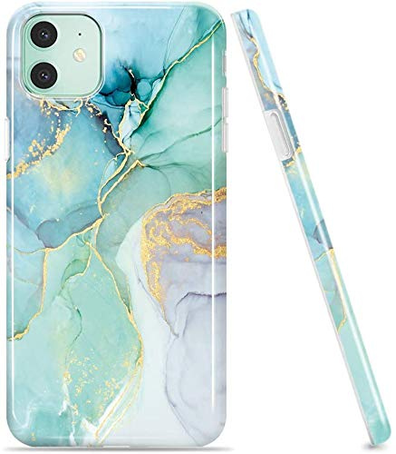 luolnh Schutzhülle für iPhone 11, 15,5 cm (6,1 Zoll), 2019, stoßfest, flexibel, weiches Silikon, Gummi, TPU, abstraktes Minzgrün