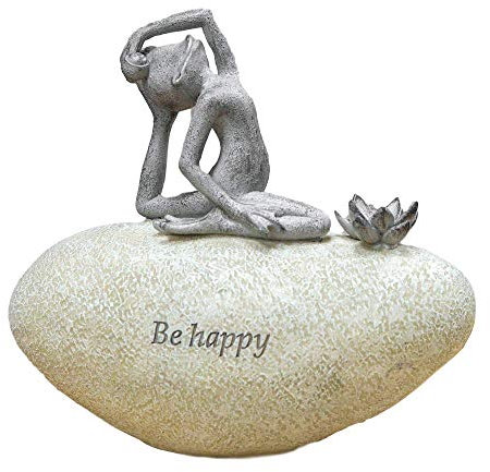 Country Living Frog on Stone Garden Ornament Statue Figurine - 3 Designs available - 15.5cm (Be Happy)