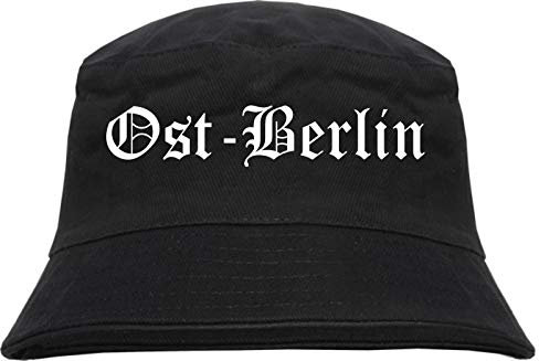 Ost-Berlin Fischerhut - Altdeutsch - Bedruckt - Bucket Hat Anglerhut Hut Schwarz L/XL