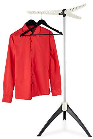 Relaxdays Hemden Wäscheständer, für 33 Kleiderbügel, klappbar, platzsparend, Bügelwäscheständer HBT: 128x66x66 cm, weiß