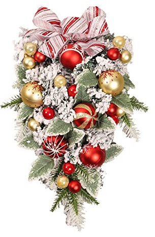 Kielsjajd Ring Traumfänger 2022 Weihnachtskranz Upside Down Baumschmuck Weihnachtskugel Dekoration Anhänger Haustür Dekoration Weihnachtskranz Osterschmuck Draußen (Orange, One Size)
