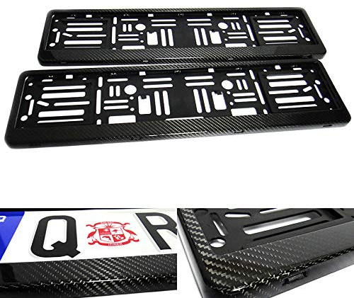 2 x Original 3D Kohlefaser UK EU Auto Kennzeichen Kennzeichen Halter Full Surround Rahmen Schwarz