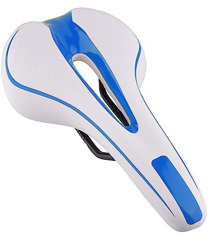 Robuster Mountainbike-Sattel, Weiß-Blau
