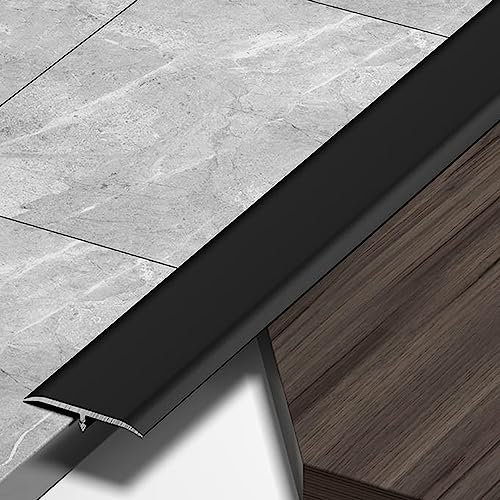 KADEUX Übergangsprofil T-Form Bodenübergangsstreifen, Holz Zu Fliesen Übergangsschiene Türleiste, Aluminium Übergangsleiste 33mm Breit Abdeckleisten (Color : Black)