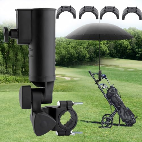 Norhogo Soporte ajustable para paraguas de carrito de golf, accesorios de golf, soporte universal para paraguas de golf se adapta a todos los modelos, accesorio para asas de carrito de golf, negro