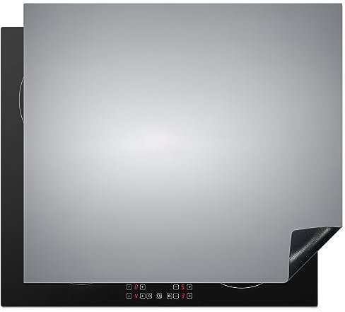 KitchenYeah© Herdabdeckplatte Einteilig Küche Ceranfeld Abdeckplatte Cerankochfeld Abdeckung Induktionskochfeld Schutzmatte Silber - Grau - Metall - Dunkel - 60x52 cm