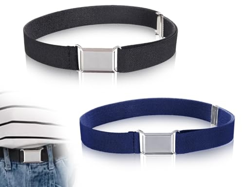 KAPSING 2 Stück Elastische Stretch Gürtel, Verstellbar für Kinder, Uniform Gürtel mit Metallschnalle für Kind Jungen Mädchen