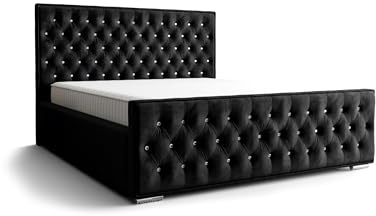 Verona Idee Polsterbett POSSO mit Lattenrost Holzrahmen Bettkasten 5 Größen viel Farben Auswahl SCHWARZ 180cm X 200cm