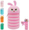 YOUYIKE 2-in-1 Kawaii Kaninchen Federmäppchen Kinder und Stifthalter, Silikon Teleskopisc Kinder, Silikon Make Up Tasche, Pencil Case, Federtasche für Mädchen Teen Geschenk zum Schulanfang