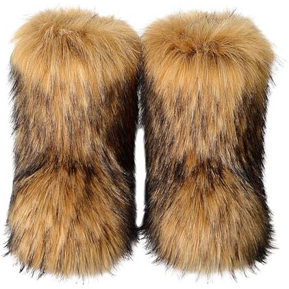 Bexdug Bottes en Fourrure Artificielle moelleuses - Chaussures Plates d'extérieur élégantes | Chaussons Confortables et Moelleux doublés de Fourrure, Cadeau pour Petite Amie, mère, épouse
