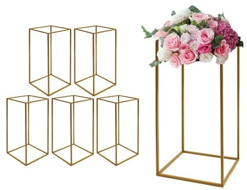 5 pezzi oro fiore fiore supporto colonna per tavolo, centrotavola matrimonio centrotavola, 60 cm, decorazione per tavolo, festa di casa, matrimonio