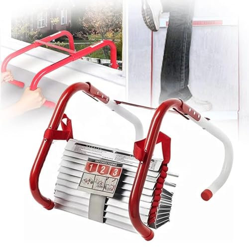 Loft-Treppe, abgestufte, zusammenklappbare Flucht- und Rettungsleiter, Standard-Feuerleiter, dreifache Notfall-Aluminiumlegierung, 10 m