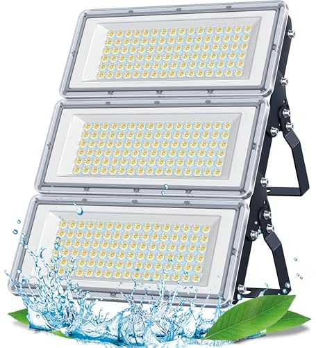 TASINUO Foco LED Exterior 300W 30000LM 6500K 3 en 1 Luces LED Exterior 1 PC | 6500K Blanco Frío Luz LED Exterior, IP67 Impermeable Potente Lampara LED para Jardin, Garaje, Taller, Almacén, Estadio