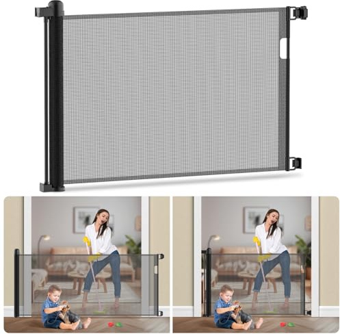 Kidsgigglz Türschutzgitter Ausziehbar, 150cm Treppenschutzgitter für Kinder Baby, Treppenschutzgitter, Absperrgitter Hund, Treppenschutzgitter Ausziehbar für Innen und Außenbereich-Schwarz