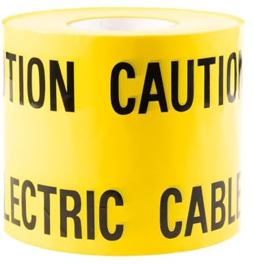 GTSE Black and Yellow Caution Electric Tape - 150mm x 365m, 1 Roll Warning Tape for Underground Cables