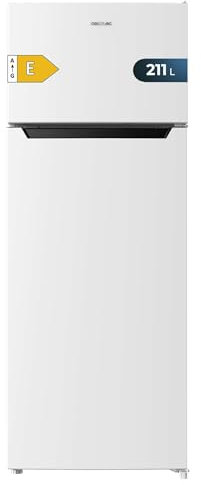 Cecotec Frigorífico 2D Bolero CoolMarket 2D 211 White E. Motor Defrost Frigorífico 2 Puertas Blanco 143X54Cm, Capacidad 211 L, Puerta Reversible, Clase Energética E, Con Modo Fast Freezing