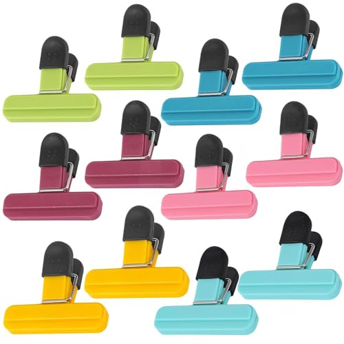 12 Pieces Bag Clips for Food Storage, Food Pegs, Food Storage Clips - Heavy Duty Freezer Bag Clips, Cold Resistant Sealing Clamps for Meal Prep, Kitchen Pantry Organization & Snack Preservation
