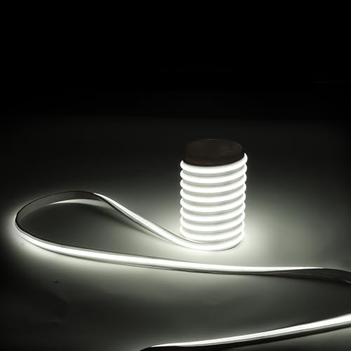 pcningled Outdoor Strip Lights Waterproof 3M (9.84ft) 230V COB 240leds 12 Watts IP67 for Staircase Lighting Bedroom Desk Kitchen with UK Plug (3m, Cold White)