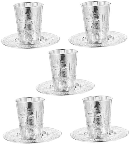 Cabilock Schabbat 5 Sätze Gebetsbecher-set Whisky-gläser Weinbecher Trinkbecher Davidstern-tasse Wein Kelch Likör Tasse Bierbecher Goldener Kelchbecher Vintage-tablett Weinkelch Silver Zinklegierung