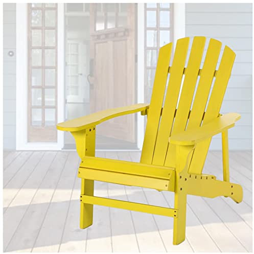 Adirondack Chaise longue en bois pour terrasse, pergola classique inclinable pour cour, jardin, piscine, plage et terrasse, couleur jaune