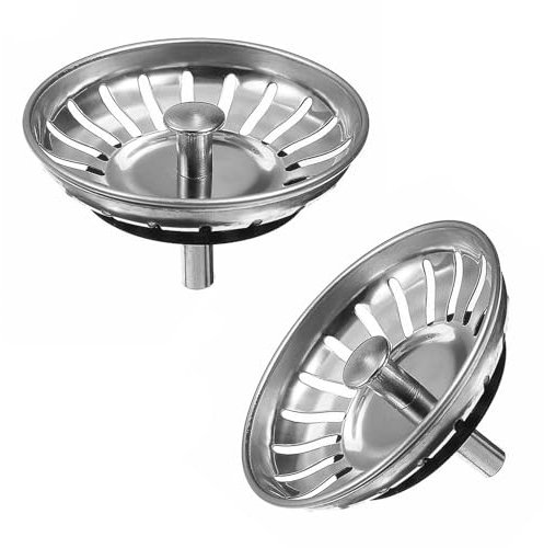 DEFIYEAR 2PCS Kitchen Sink Strainer Plug, Stainless Steel Sink Plug Strainer, Kitchen Sink Plug Replacement Drain Stoppper for Food/Hair Catcher 78mm