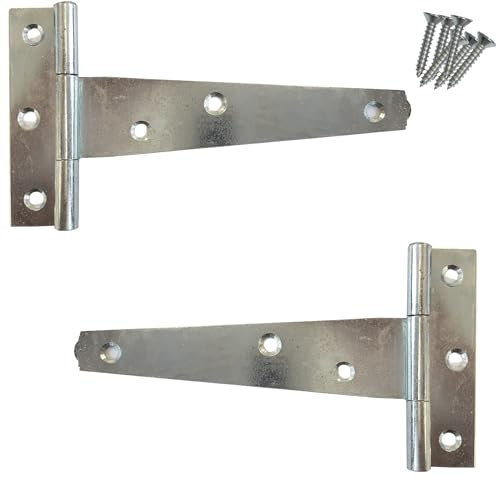 Keypak 2 Pack 100mm (4) T-Hinges Zinc Plated, Rustproof Metal Small Tee Hinges for Cabinets, Sheds, Barn Doors, Gates & Other External Use