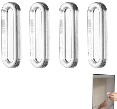 Iensen 4 Pcs Clear PU Self-Adhesive Recessed Finger Pulls - Oval Sliding Door Handles, Instant Handle for Glass Doors, Windows, Drawers & Cabinets