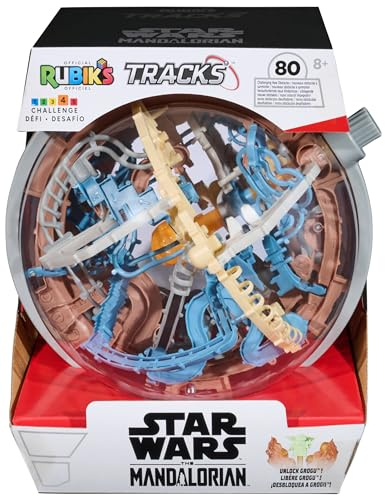 Rubik’s Cube, Rubik’s Tracks Star Wars, Mandalorian-Themed 3D Gravity Maze & 3D Puzzle Game with 80 Obstacles, Grogu Miniature Inside, Problem-Solving Challenging Brain Teaser Fidget Toy, Ages 8 & Up