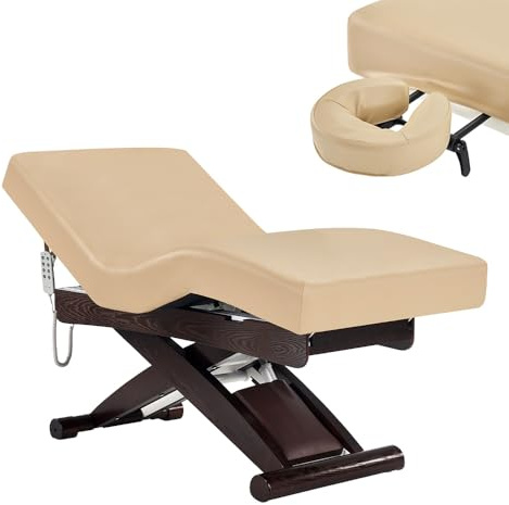 Deluxe Walnut || Elektrische Massageliege SPA aus hochwertigem Holz || verstellbar und robust, ideal für Kosmetik- und Wellnesszentren || Basis aus Walnuss
