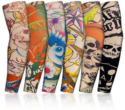 YHTCC 6PCS Temporary Tattoos Cool Simulation Tattoo Sleeves