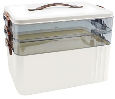 MOZMY 3-Regal Medikamenten Aufbewahrung, Hausapotheke Organizer Box, Medikamentenkoffer Arzneimittel Box,Medikamentenbox - Tragbar mit Lederhenkel, ideal für Haushalt und Reisen, 31.5 * 22 * 24.5