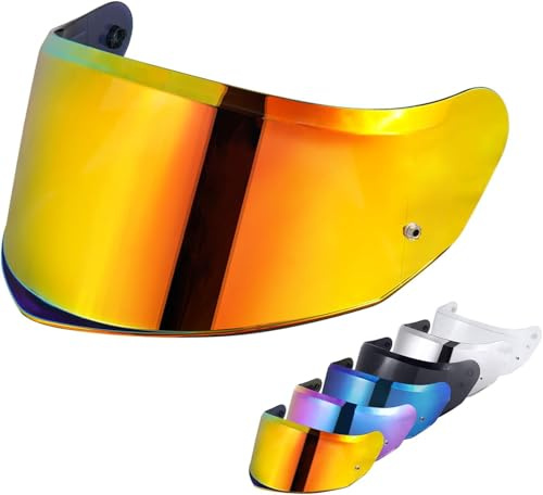 Visiera Casco Moto perFF808/Stream II Visiera per Casco,Sostituzione della Visiera della Lente del Casco del Parabrezza del Motociclo per Il Casco Viso Aperto (Rosso Cromato)