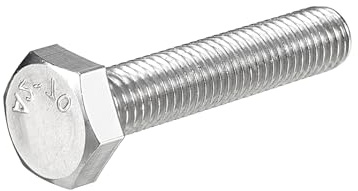 sourcing map M10-1,5 x 50 mm, perno de cabeza hexagonal izquierda, acero inoxidable 304, tornillos de cierre totalmente roscados para maquinaria, automóviles y construcción