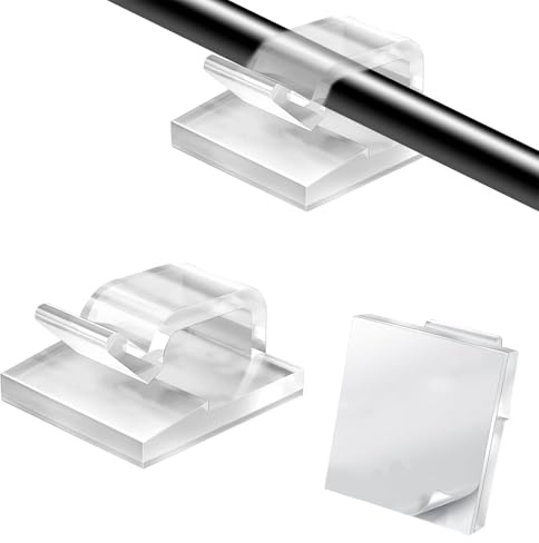UZYXC 40 Stück Klebehaken Outdoor, Wetterfeste Kabelclips für Lichterketten, Selbstklebende Kabelhalter zur Kabelorganisation, Transparente Haken für Innen und Außen