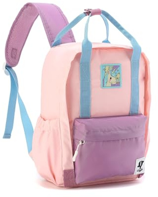 Zaino scolastico escursionismo ragazza ragazzo dai 4 anni agli 12 anni, materiale ecologico senza PFC in nylon di alta qualità. Idrorepellente e resistente, per bambini., Rosa, M