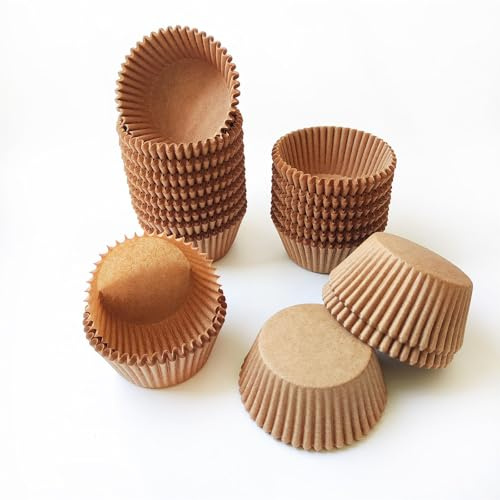 300pcs Standard Natural Cupcake Cases, Food Grade Muffin Cases, Non-Stick greaseproof Parchment Cake Cases, for Baking,Birthday, Party, Christmas, Wedding