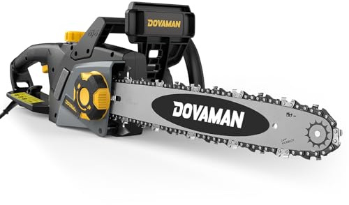 DOVAMAN 2400W Electric Chainsaw, One-Step Tool-Free Tensioning, 16 Inch Oregon Bar and Chain, 15m/s Speed, 6m Power Cable, Auto Lubrication, Powerful Chainsaw with Two Chains - DCS01A