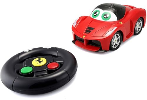 Bburago My First RC Ferrari - Realistic Radio-Controlled Model Car, Full Control with Steering Wheel, Realistic Lights and Sounds, Officially Licensed by Ferrari, Recommended age 24+ months