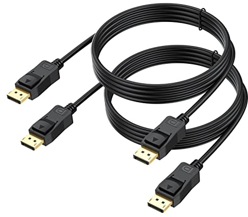 UVOOI DisplayPort Cable 6FT 2-Pack, DP to DP Cable 4K@60Hz, 1440p@144Hz/165Hz Display Port Cord for Monitor, Computer, Laptop, PC, Graphics Card