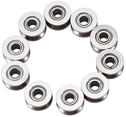 Cuscinetti a Sfera, Akozon 10 Pezzi U624ZZ Mini Puleggia Cuscinetto a Sfera a Gola U Puleggia di Guida in Acciaio al Carbonio Cuscinetto a Doppio Scudo 4 * 13 * 7 mm per Apparecchiature Meccaniche