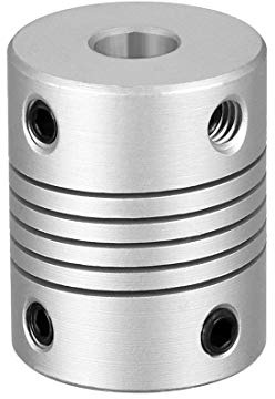 sourcing map 5mm zu 6mm Aluminiumlegierung Stab Flexibel Kupplung Motorsteckerverbindung L25xD19 Silber