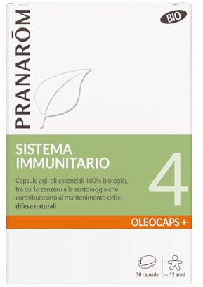 PRANAROM - Oléocaps +4 - Sistema Inmunológico - Eucalipto Irradiado, Limón, Jengibre, Clavo y Ajedrea - 100% Natural y Orgánico - HECT - 30 Cápsulas.