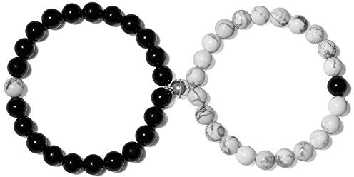 COAI Partnerarmband med magnet, 14 centimeters, Schörl Howlite, Schörl