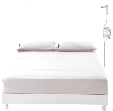 GLUYOHEY Grounding Sheets, 15 Deep Pockets, Twin XL Size Fitted Sheet with Grounding Cord, 90% Organic Cotton + 10% Silver Fiber, Conductive Bed Sheet for Better Sleep & Wellness, Off White