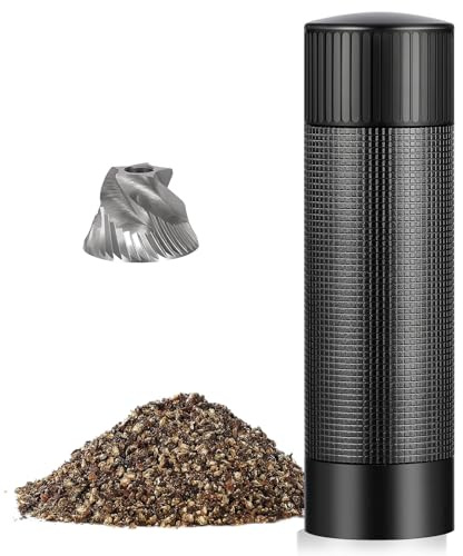 ARKNOAH Premium Pepper Grinder - Adjustable Coarseness with Aircraft-Grade Aluminum Body and Stainless Steel Blades-Refillable Manual Pepper Mill for Professional Kitchens & Commercial Use