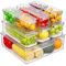 KUMD 10 Pack Fridge Organisers, Stackable Fridge Storage Containers with Lids, BPA-Free Pantry Organizers and Storage for Fruit, Vegetable