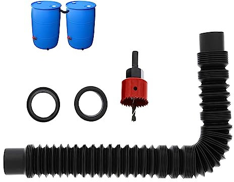 1,25 Zoll (32mm) Regentonnen Verbindungsset, 50cm Verbindungsschlauch, Lochöffner und 2 Wasserdichten Gummiringen, Regentonnenverbindung Für Regentonne, Wassertanks, Zisternen (1,25 Zoll)
