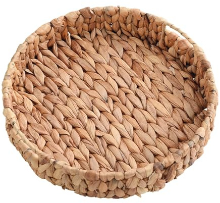 Colcolo Paniers en rotin, plateau en jonc de mer tissé, assiettes de fruits rondes, plateau de service en osier, en osier pour salon de thé, petit