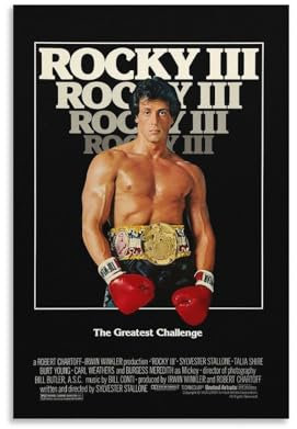 Rocky 3 90er-Jahre-Filmposter für Zimmer als Wanddekoration, Leinwand, Wandkunst für Wohnzimmer, Dekoration, 50 x 75 cm